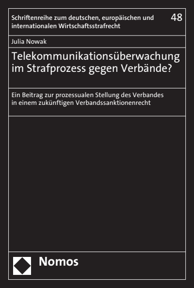 Cover des Buchs: Telekommunikationsüberwachung im Strafprozess gegen Verbände?