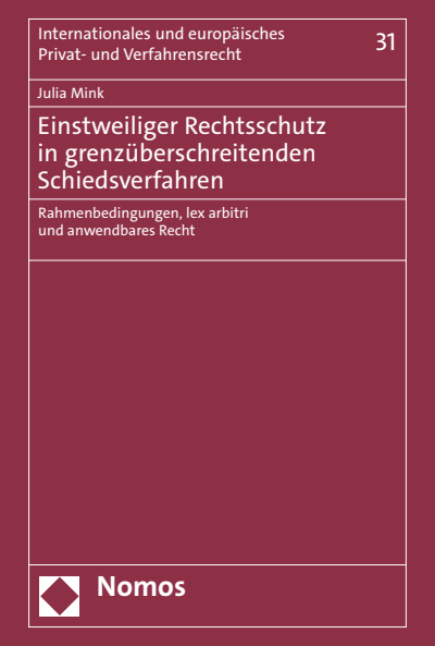 Cover des Buchs: Einstweiliger Rechtsschutz in grenzüberschreitenden Schiedsverfahren