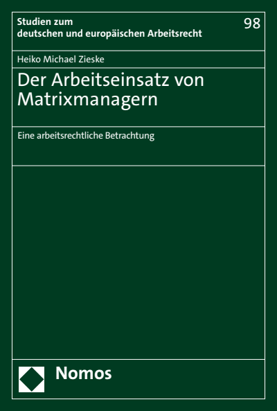 Cover des Buchs: Der Arbeitseinsatz von Matrixmanagern