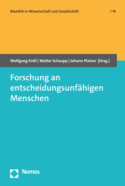 Cover of book: Forschung an entscheidungsunfähigen Menschen