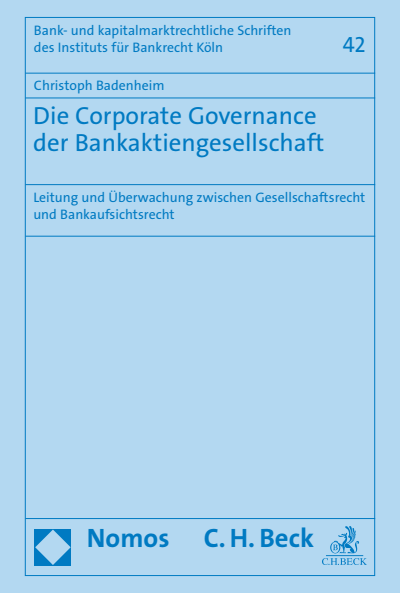 Cover of book: Die Corporate Governance der Bankaktiengesellschaft