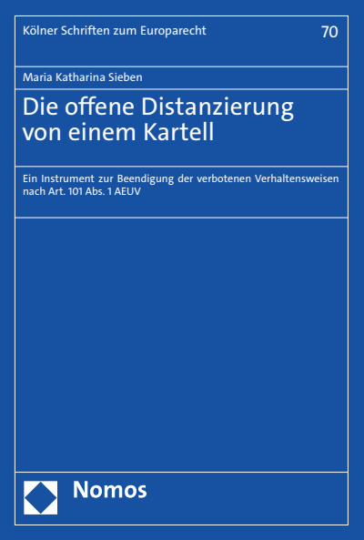 Cover of book: Die offene Distanzierung von einem Kartell
