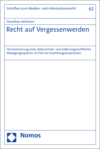 Cover of book: Recht auf Vergessenwerden