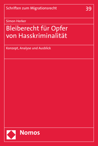 Cover des Buchs: Bleiberecht für Opfer von Hasskriminalität