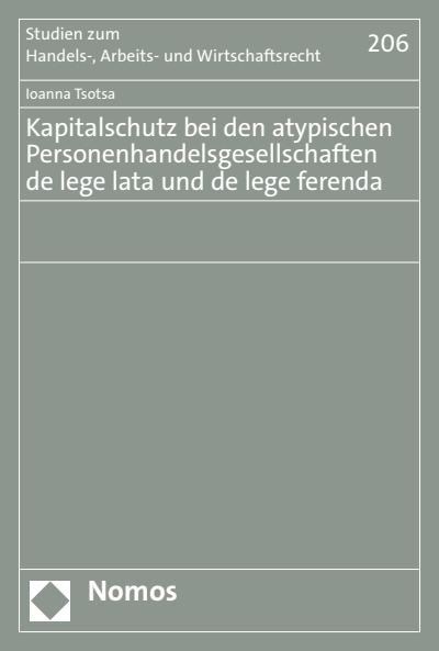 Cover des Buchs: Kapitalschutz bei den atypischen Personenhandelsgesellschaften de lege lata und de lege ferenda