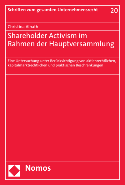 Cover of book: Shareholder Activism im Rahmen der Hauptversammlung