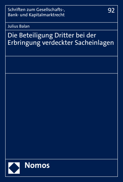 Cover des Buchs: Die Beteiligung Dritter bei der Erbringung verdeckter Sacheinlagen