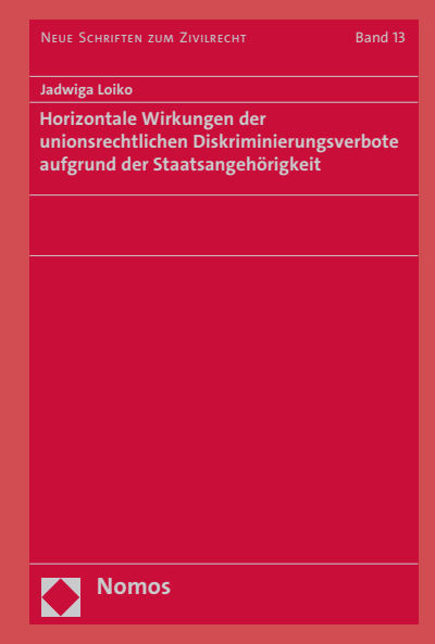 Cover of book: Horizontale Wirkungen der unionsrechtlichen Diskriminierungsverbote aufgrund der Staatsangehörigkeit