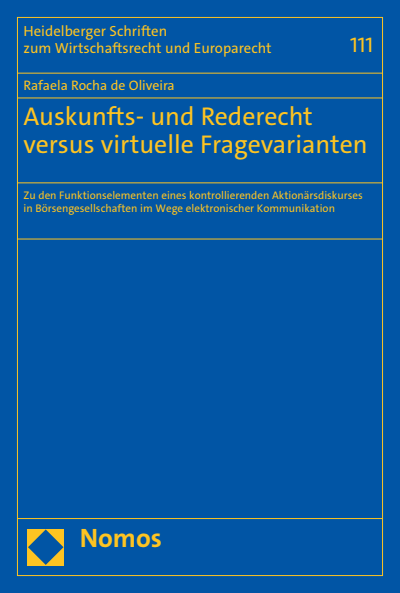 Cover des Buchs: Auskunfts- und Rederecht versus virtuelle Fragevarianten