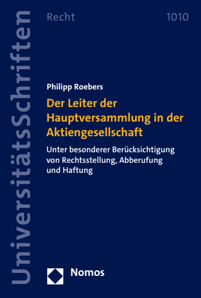 Cover des Buchs: Der Leiter der Hauptversammlung in der Aktiengesellschaft