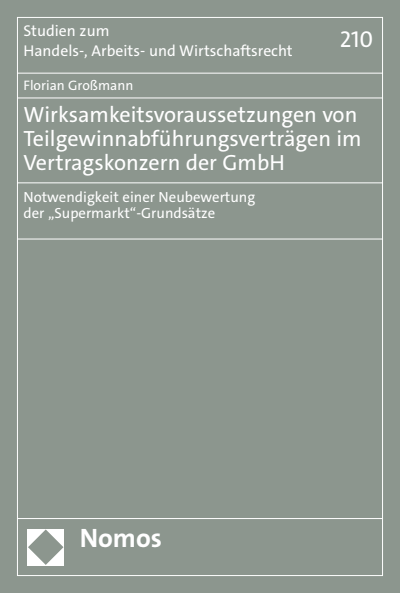 Cover des Buchs: Wirksamkeitsvoraussetzungen von Teilgewinnabführungsverträgen im Vertragskonzern der GmbH