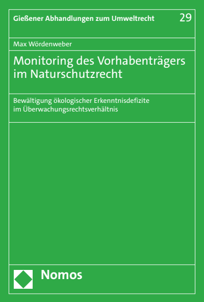 Cover des Buchs: Monitoring des Vorhabenträgers im Naturschutzrecht