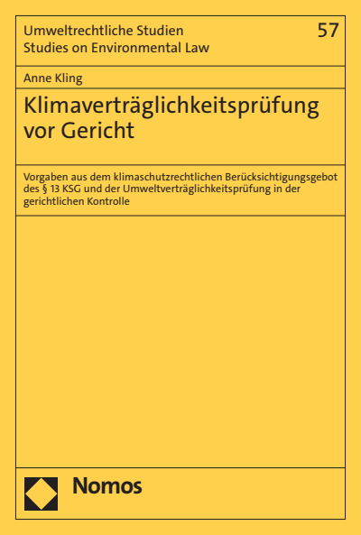 Cover des Buchs: Klimaverträglichkeitsprüfung vor Gericht
