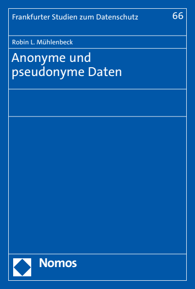 Cover des Buchs: Anonyme und pseudonyme Daten