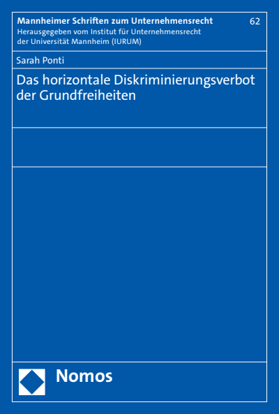 Cover des Buchs: Das horizontale Diskriminierungsverbot der Grundfreiheiten