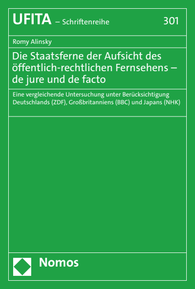 Cover of book: Die Staatsferne der Aufsicht des öffentlich-rechtlichen Fernsehens – de jure und de facto