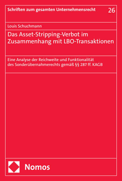 Cover des Buchs: Das Asset-Stripping-Verbot im Zusammenhang mit LBO-Transaktionen