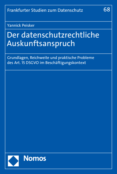 Cover des Buchs: Der datenschutzrechtliche Auskunftsanspruch