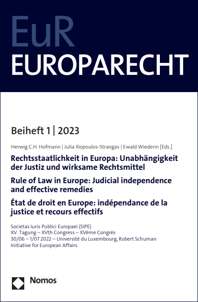 Cover des Buchs: Rechtsstaatlichkeit in Europa: Unabhängigkeit der Justiz und wirksame Rechtsmittel | Rule of Law in Europe: Judicial independence and effective remedies | État de droit en Europe: indépendance de la justice et recours effectif