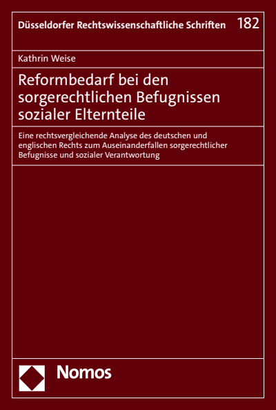 Cover des Buchs: Reformbedarf bei den sorgerechtlichen Befugnissen sozialer Elternteile