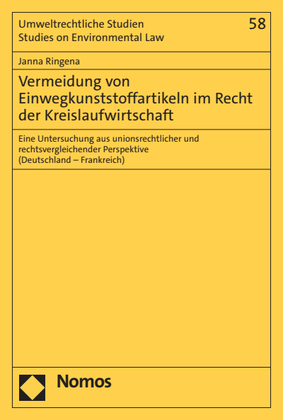 Cover des Buchs: Vermeidung von Einwegkunststoffartikeln im Recht der Kreislaufwirtschaft
