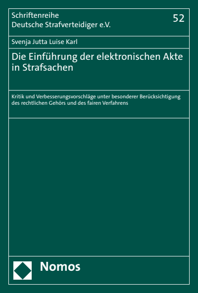 Cover des Buchs: Die Einführung der elektronischen Akte in Strafsachen