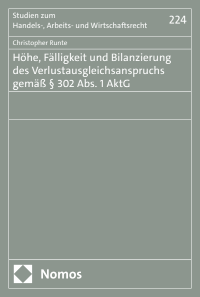 Cover des Buchs: Höhe, Fälligkeit und Bilanzierung des Verlustausgleichsanspruchs gemäß § 302 Abs. 1 AktG