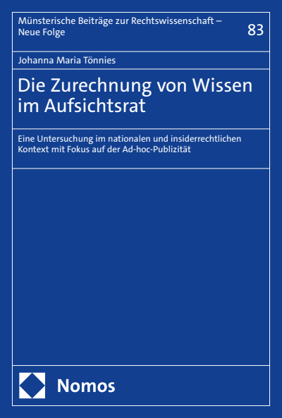 Cover of book: Die Zurechnung von Wissen im Aufsichtsrat