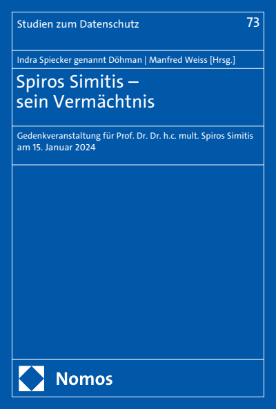 Cover of book: Spiros Simitis – sein Vermächtnis