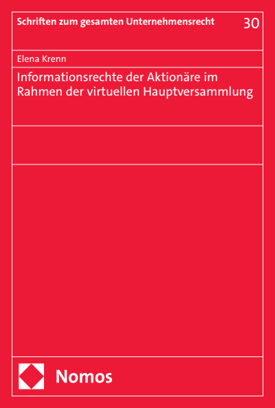 Cover des Buchs: Informationsrechte der Aktionäre im Rahmen der virtuellen Hauptversammlung