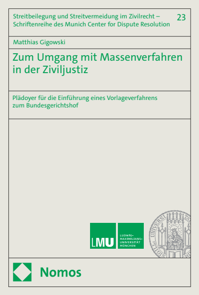 Cover des Buchs: Zum Umgang mit Massenverfahren in der Ziviljustiz