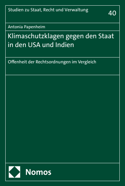 Cover des Buchs: Klimaschutzklagen gegen den Staat in den USA und Indien