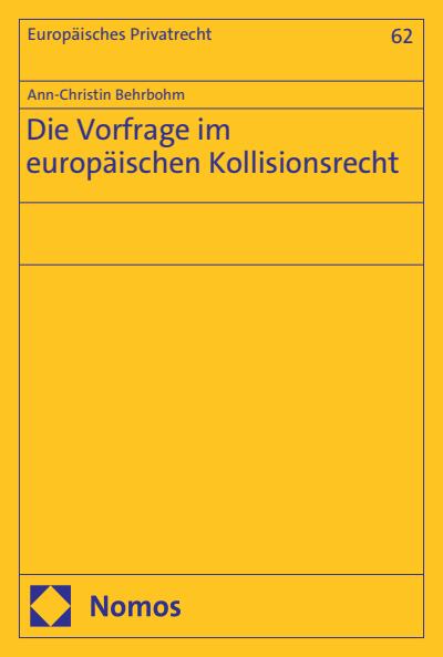 Cover of book: Die Vorfrage im europäischen Kollisionsrecht