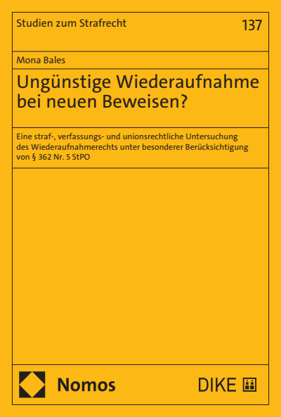 Cover des Buchs: Ungünstige Wiederaufnahme bei neuen Beweisen?