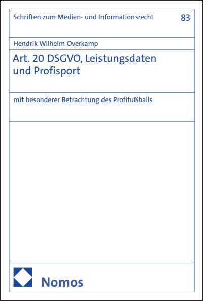 Cover of book: Art. 20 DSGVO, Leistungsdaten und Profisport