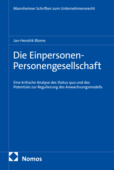Cover of book: Die Einpersonen-Personengesellschaft