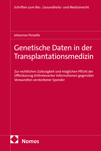 Cover of book: Genetische Daten in der Transplantationsmedizin