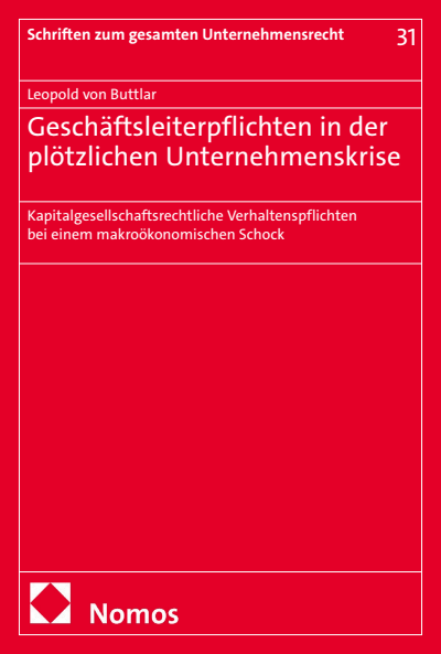 Cover des Buchs: Geschäftsleiterpflichten in der plötzlichen Unternehmenskrise