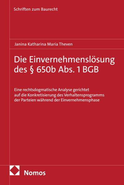 Cover des Buchs: Die Einvernehmenslösung des § 650b Abs. 1 BGB