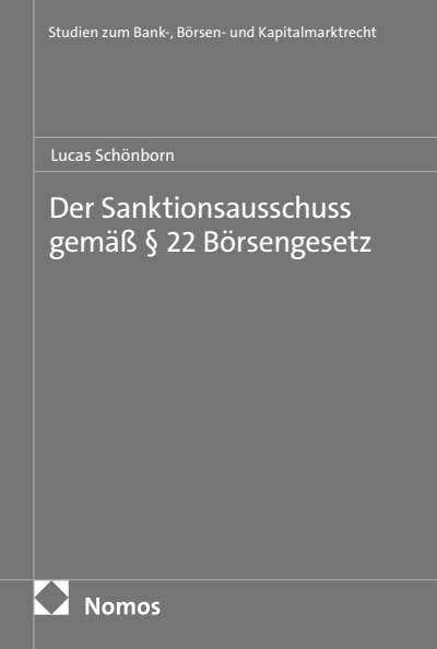 Cover des Buchs: Der Sanktionsausschuss gemäß § 22 Börsengesetz