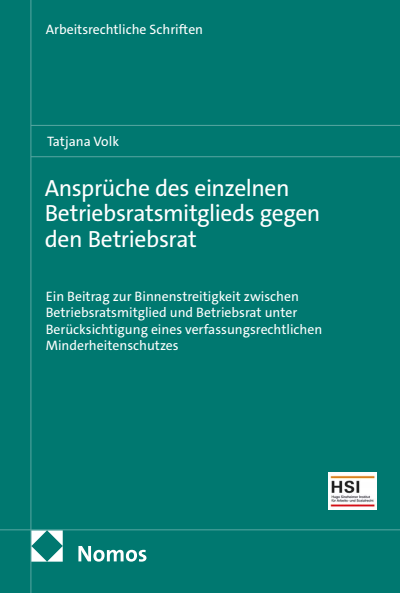 Cover of book: Ansprüche des einzelnen Betriebsratsmitglieds gegen den Betriebsrat