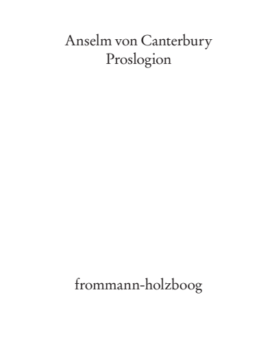 Cover des Buchs: Proslogion