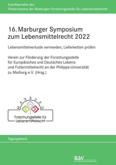 Cover des Buchs: 16. Marburger Symposium zum Lebensmittelrecht 2022