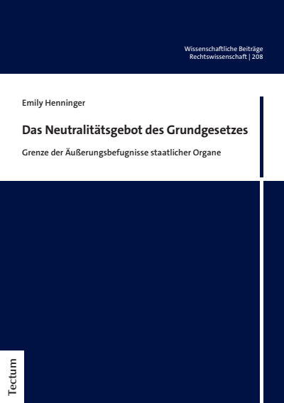 Cover of book: Das Neutralitätsgebot des Grundgesetzes