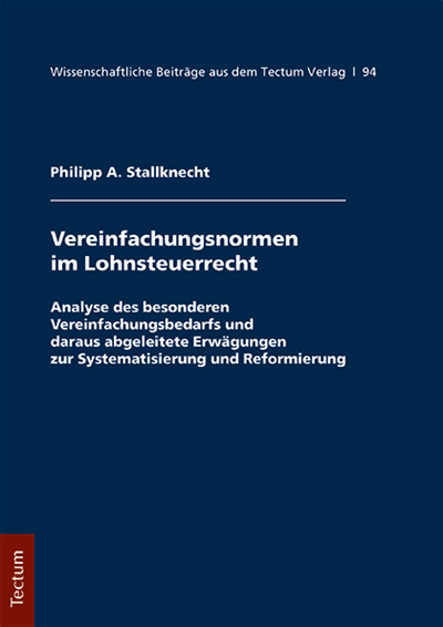 Cover des Buchs: Vereinfachungsformen im Lohnsteuerrecht
