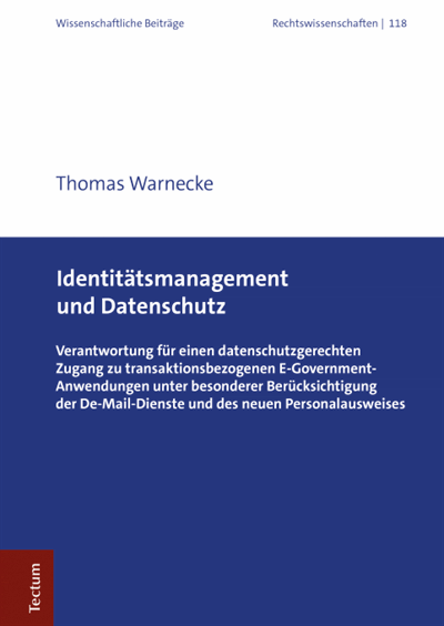 Cover des Buchs: Identitätsmanagement und Datenschutz