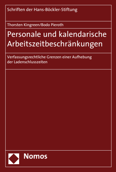 Cover des Buchs: Personale und kalendarische Arbeitszeitbeschränkungen
