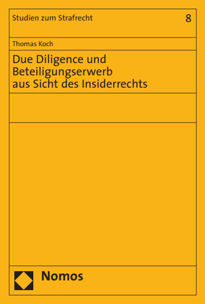 Cover of book: Due Diligence und Beteiligungserwerb aus Sicht des Insiderrechts