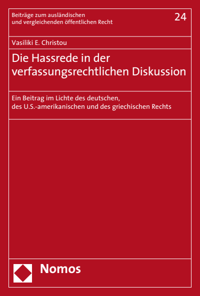 Cover des Buchs: Die Hassrede in der verfassungsrechtlichen Diskussion