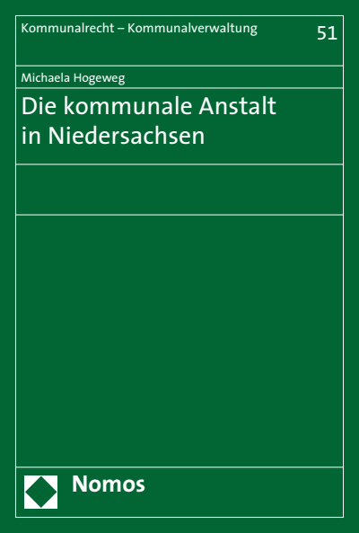 Cover des Buchs: Die kommunale Anstalt in Niedersachsen